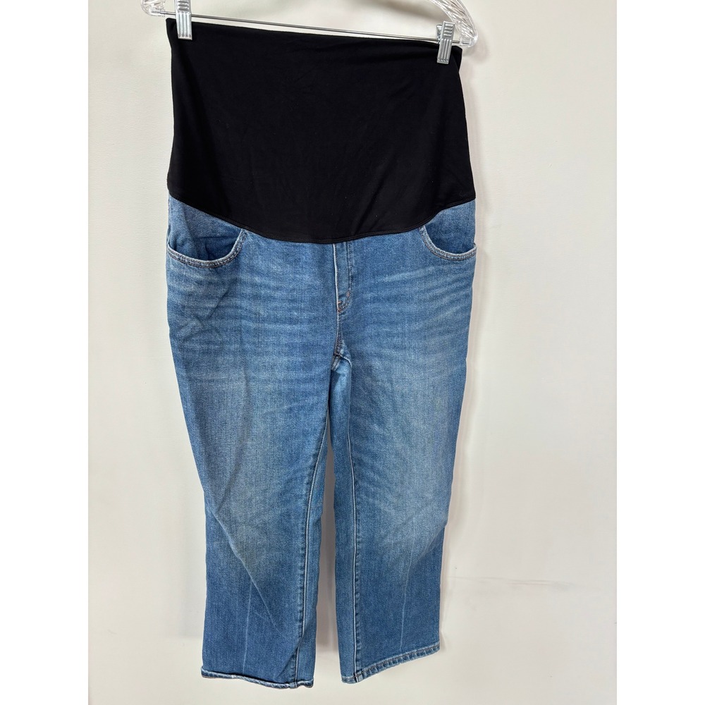 HATCH Maternity Over The Belly Cropped Straight Leg Jeans Blue Size 31